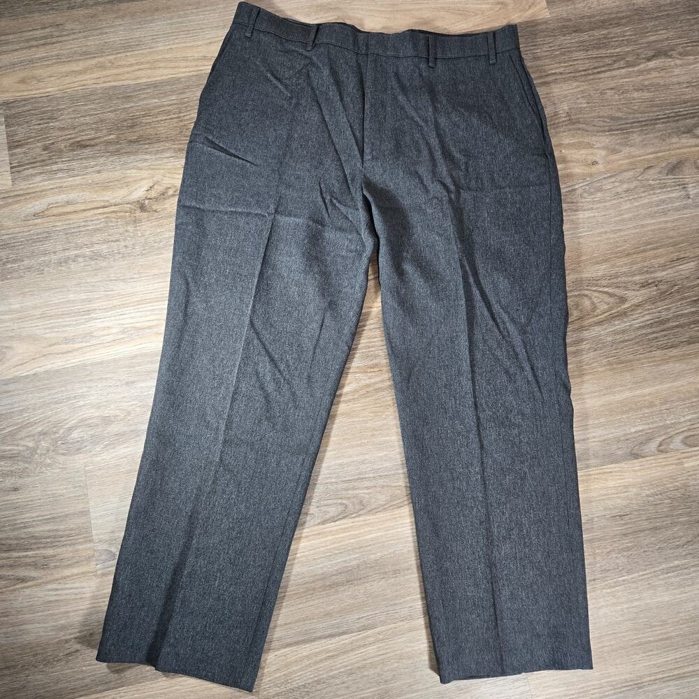 Vintage 80s Levis Action Slacks Mens 40x29 Gray Flat Front Dress Pants Office